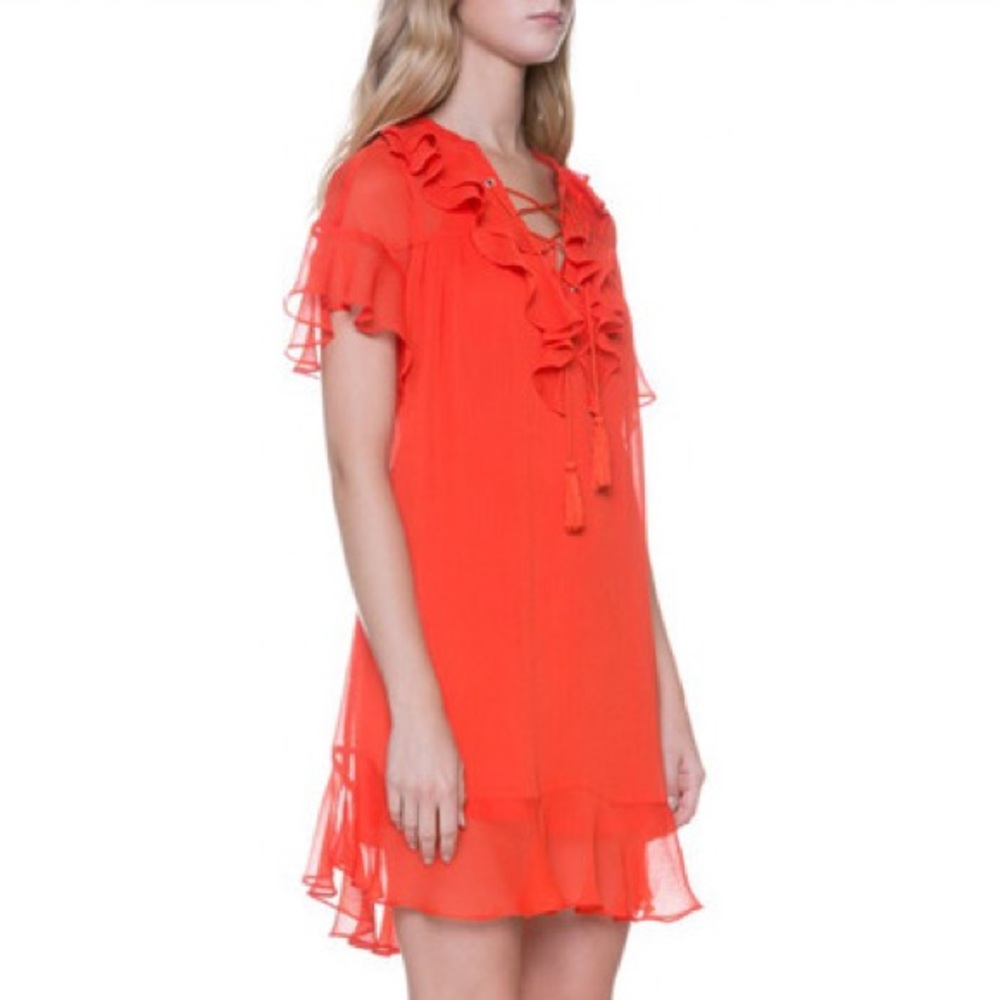 Endless Rose orange / red ruffle mini dress